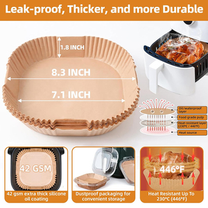 100 unidades de papel de horno apto para freidoras de aire, papel para cocinar saludable, compatible con freidoras de aire, papel impermeable para freidoras de aire - Product Image 5