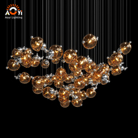 Plafonnier LED Aoyi Lighting en verre ambré irrégulier - Décoration artistique contemporaine pour espaces commerciaux haut de gamme