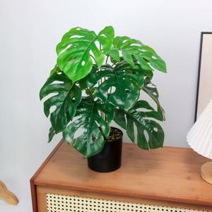 Grüne Kunststoff künstliche Pflanzen hohe tropische Palme Blatt gewebte Korb Simulation für zu Hause Wohnzimmer Büro Dekor Faux - Product Image 3