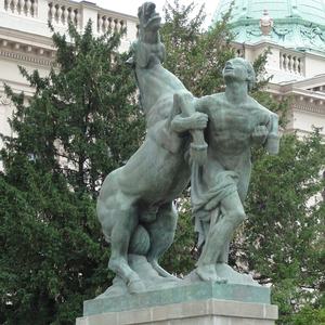 Estatua <span class=keywords><strong>de</strong></span> Bronce <span class=keywords><strong>de</strong></span> Alta Calidad con Diseño Moderno <span class=keywords><strong>de</strong></span> Hombre Desnudo y Caballo - Product Image 4