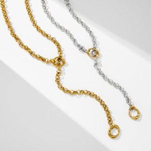 YF5079 New Arrivals Waterproof Jewelry Minimalist 18K Gold Plated Stainless Steel O Shaped <strong>Long</strong> Chain Sweater <strong>Necklace</strong> - Product Image 5