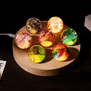 Lampe de table LED en cristal avec socle en bois Verre gravé au laser USB 3D <span class=keywords><strong>Moon</strong></span> Globe Colorful Night Light Kids Xmas Gift for Christmas - Product Image 6