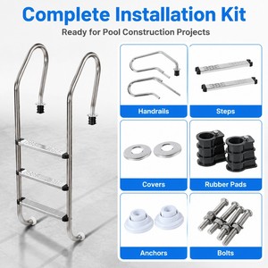 Échelle de <span class=keywords><strong>piscine</strong></span> en acier inoxydable 304/316 résistante à la corrosion, marches antidérapantes personnalisées, garde-corps de sécurité pour piscines enterrées - Vente en gros - Product Image 1