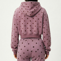 Ensemble de sweats à capuche pour femmes de qualité supérieure, décontracté, imprimé à pois sur toute la surface, sport, fitness, pull épais, couleurs contrastées, vêtements de loisirs