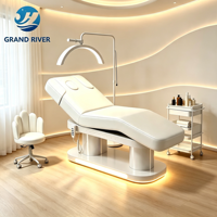 Ensemble de mobilier de salon : Lit de beauté électrique, table de massage et de soin du visage avec LED, lit de luxe moderne pour cils, idéal pour les traitements esthétiques