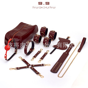 SM erotic toys, leather paddle, alternative <b>bondage</b> and discipline masks, handcuffs, and shackles multi-piece <b>set</b>, factory - Product Image 2