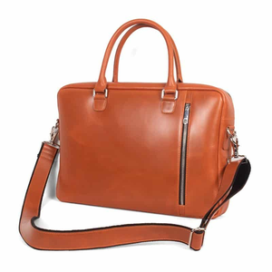 Maletín de Negocios de Cuero Genuino con Correa de Hombro Desmontable, Compartimento para Portátil de Gran Capacidad, Cierre de Cremallera, Estilo Masculino - Product Image 1