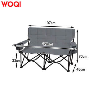 Silla plegable doble para exteriores Woqi, color gris, con portavasos y bolsa de transporte para picnics en la playa - Product Image 2