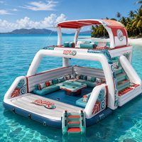Plateforme flottante gonflable pour bars aquatiques, idéale pour les complexes hôteliers, parcs aquatiques et soirées aquatiques. Taille et logo personnalisables.