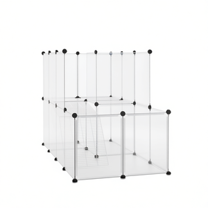 Gabbia per Animali di Taglia Media in PP Trasparente e Telaio in Filo d'Acciaio per Uso Interno Design Moderno Rettangolare - Product Image 1