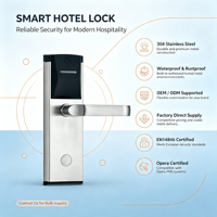 Cerradura Inteligente para Puerta de Habitación de Hotel con RFID, SUS 304, Precio de Fábrica, con Tarjeta Inteligente y Sistema de Software de Gestión