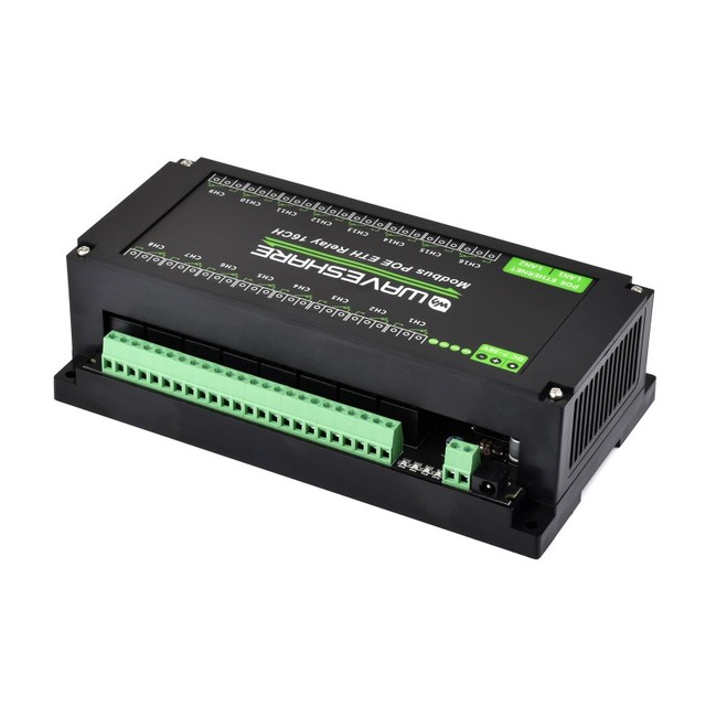 Waveshare 16-Ch Ethernet Relay Module Modbus RTU/TCP Protocol Supports PoE Power Supply for Smart Home