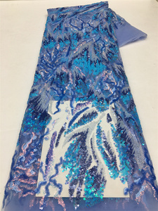 Pháp Đa Màu Sắc Vải Tuyn 5Yards George Thêu Châu Phi Ngọc Trai Ngọc Lục Bảo Màu Xanh Lá Cây Sequins Lễ Kỷ Niệm Đảng Dresses - Product Image 3