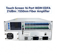 Nuevo diseño de pantalla táctil con gestión web, amplificador óptico EDFA de alta potencia de 16 puertos y 21dbm con WDM de fibra óptica de 1550nm.
