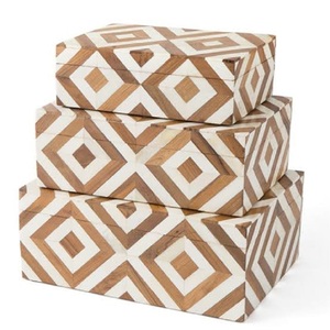 Caja de almacenamiento de joyería con incrustaciones de hueso tradicional con artesanía de madera Ideal para embalaje de regalo elegante de la India 2025 - Product Image 5