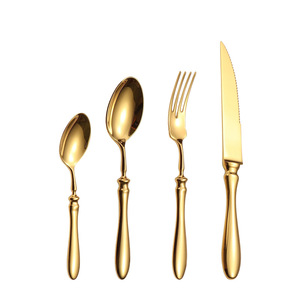 Ensemble de couverts en acier inoxydable 304 avec manche forgé en forme de gourde, couteau, fourchette, cuillère, couteau à steak, fourchette à dessert, cuillère à dessert pour restaurant - Product Image 5