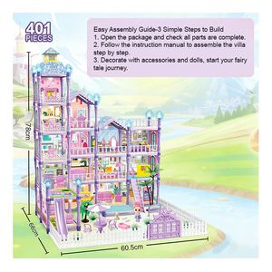 <b>Large</b> Doll House for Girls Villa Mansion Toy With Balcony Pool <b>Slide</b> Elevator Furniture Story Play Gift - Product Image 6