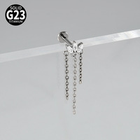 Piercing de mode en alliage de titane F136 G23 avec zircon marquise exquis et pampille à chaîne, barre plate à filetage interne pour l'oreille ou la lèvre