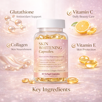 Complément Alimentaire en Capsules Molles de Glutathion, Collagène et Vitamines C/E pour l'Éclaircissement et l'Uniformisation Naturelle de la Peau Adulte
