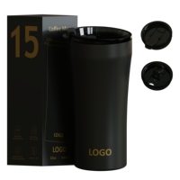 Gobelet isotherme 15oz 12oz avec poignée et paille, double paroi en acier inoxydable 304, isolation sous vide, à large ouverture, pour voiture