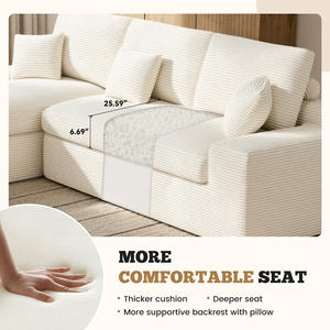 Sofá Cama Seccional Moderno de Corduroy Extra Grande con Cojines Desmontables y Gruesos de Esponja para Sala de Estar Amplia - Product Image 5