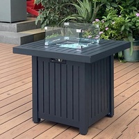 Table de feu de patio carrée en aluminium de 28 pouces