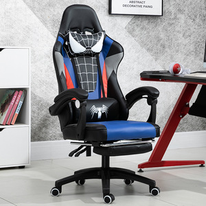 Chaise de Gaming Exécutive Premium Moderne <span class=keywords><strong>Spider</strong></span>-<span class=keywords><strong>Man</strong></span> en Cuir PU Style Racing avec Appuie-tête, Coussin Lombaire, Réglage de Hauteur à 3 Niveaux et Piétement en Acier Inoxydable - Product Image 5