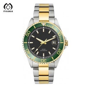 Migaga có thể tùy chỉnh tăng vàng hình bầu dục quay số Analog Hiển thị sáng Tính năng lặn xem ban nhạc 22mm 5mm của nam giới Đồng hồ cơ khí - Product Image 2