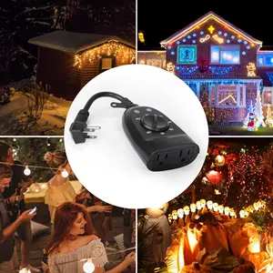 2 sorties étanches à la terre Photocell Dusk to Dawn Light Sensor Timer 2/4/6/8 Countdown Timer Outdoor Light Timer for Garden