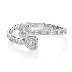 18K Premium Gold Vermeil Halo Pave S925 <b>Silver</b> Iced Heart <b>Cuff</b> Moissanite Bangles Hip Hop Custom Fine Jewelry Wholesalers B2B - Product Image 6