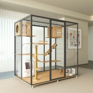 Legno massello in metallo Multi-storia gatto Villa Design animale gabbia per <span class=keywords><strong>animali</strong></span> mobili per gatti Pet mobili per <span class=keywords><strong>animali</strong></span> domestici cani ferro vivente - Product Image 1