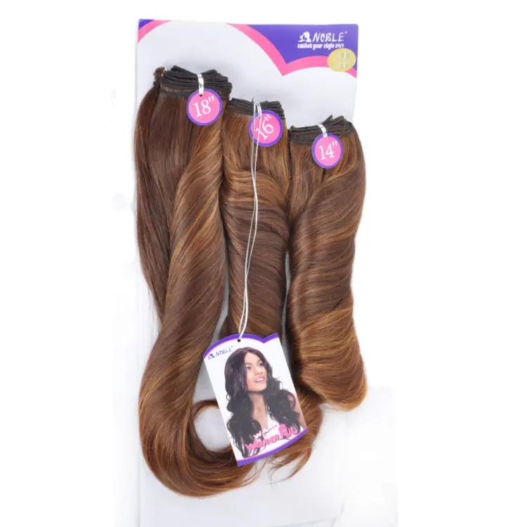 Extensão de cabelo sintético nobre, alta qualidade, 3 pacotes de cabelo sintético com fechamento, venda quente, extensão de cabelo sintético com fecho pequeno