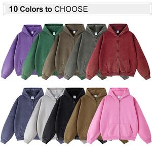 Vente en gros de 360 grammes de sweat à capuche zippé vintage en coton polaire avec logo personnalisé sweat à capuche zippé pour hommes - Product Image 2