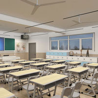 Prix d'usine – Bureaux scolaires modernes double place pour universités et collèges, structure métallique, confortables et durables, plateau en bois 2