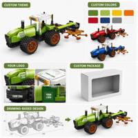 Set de Bloques de Construcción de Cosechadora de Crawler Verde Personalizada con Rodillo Móvil, Juguetes Educativos para Niños para Montaje DIY de Escenas de Granja