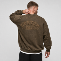 Sweat-shirts oversize vintage délavés pour hommes, style streetwear, sportifs et embossés, vente en gros