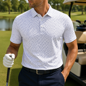 Polo de Golf Personalizado con Microimpresión Blanca para Hombre, de Alto Rendimiento, Secado Rápido, Transpirable, Elástico en 4 Direcciones, OEM, ODM, Marca Privada - Product Image 1