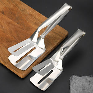 Pinzas de cocina de acero inoxidable al por mayor, 1 unidad, para pan, carne, ensalada, espátula para freír, utensilios de cocina para el hogar - Product Image 5