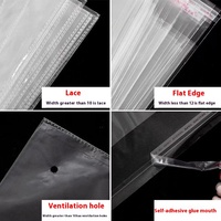 Sacs d'emballage en plastique transparent OPP autocollants pour l'emballage, sacs en cellophane transparents autocollants avec trou de suspension