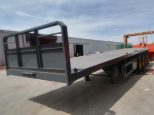 <span class=keywords><strong>Remolque</strong></span> de Carga de Plataforma Plana de 4 Ejes, Nuevo y Usado, para Contenedores de 20 y 40 Pies, con Panel Protector Frontal y Cabecera - Product Image 2