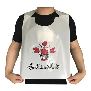 Manufacturer Custom Adult Disposable Bibs Disposable Plastic Lobster Bibs With Ties Seafood Crab Bake Feast