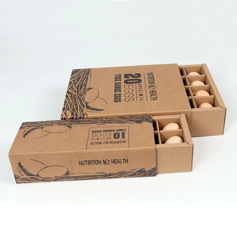 Confezione di uova personalizzate all'ingrosso 10 o 20 fori scatola di carta ondulata di Design personalizzato per imballaggio di alimenti per uova scatola a buon mercato