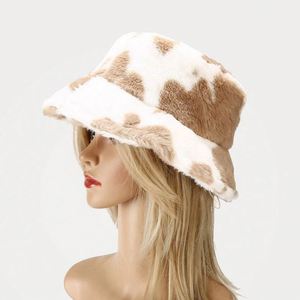 Wholesale New Hot Sale Dairy Cow Fur <b>Hats</b> Warm Soft Outdoor Fisherman Cap Winter Leopard Print Plush Furry Bucket <b>Hat</b> - Product Image 2