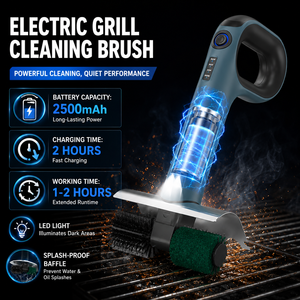 Spazzola Elettrica per Pulizia Barbecue 450 RPM IPX5, 2500mAh, Setole in <span class=keywords><strong>Acciaio</strong></span> <span class=keywords><strong>Inox</strong></span>, Doppia Testa Rotante - Product Image 4