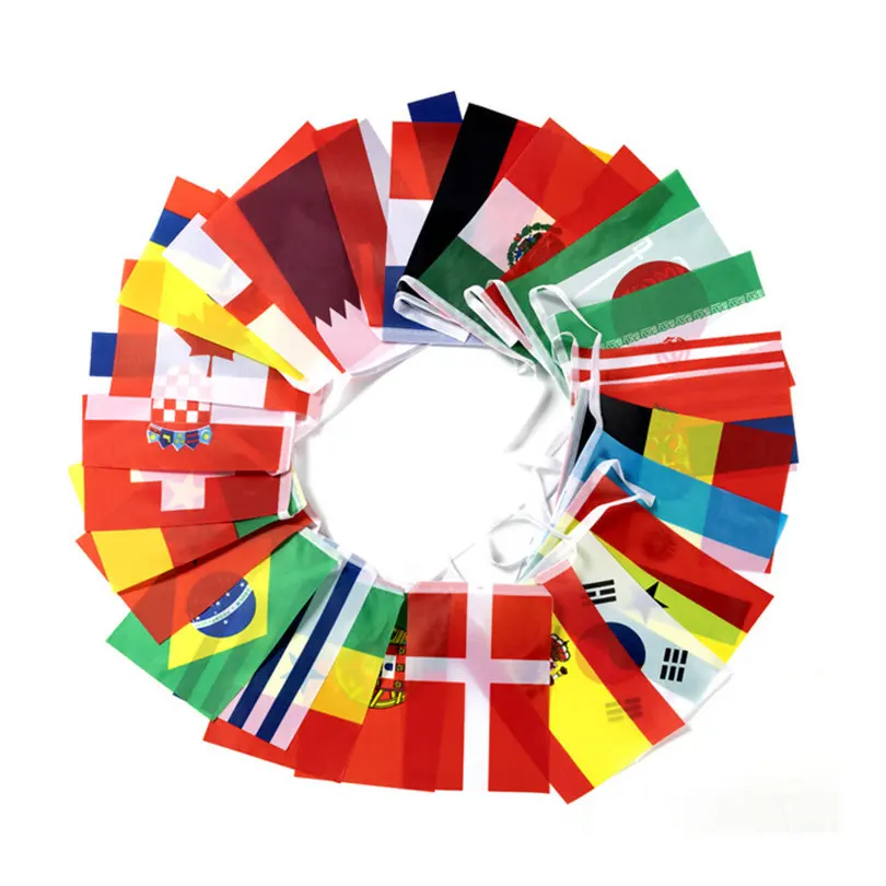 2024 Mundo Celebration Cup Logotipo Personalizado Nacional Country String Bandeiras Bandeira Bunting Triângulo