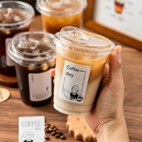 Gobelet en plastique jetable personnalisé, épais, avec couvercle, haute perméabilité, conception à paroi simple, pour servir des boissons froides aux animaux domestiques, pour le thé au lait