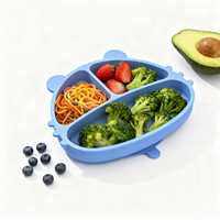 Plateau d'alimentation pour bébé en silicone de qualité alimentaire, assiette divisée, design tigre de dessin animé, assiette en silicone pour bébé
