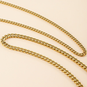 สร้อยคอสแตนเลสสตีลแบบ Curb Chain สไตล์วินเทจ ชุบทอง 18K แบบสุญญากาศ ดีไซน์ทรงกลม ลิงค์แบบยุโรปอเมริกัน เครื่องประดับแฟชั่นทันสมัย - Product Image 2