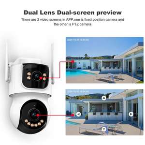 كاميرا أمان خارجية تعمل بالطاقة الشمسية من ICSee مع تكبير 10 أضعاف وتسجيل على مدار الساعة بدقة 4 ميجابكسل وعدسة مزدوجة وثلاث شاشات وخاصية الواي فاي وكشف الحركة البشرية - نظام مراقبة CCTV - Product Image 2