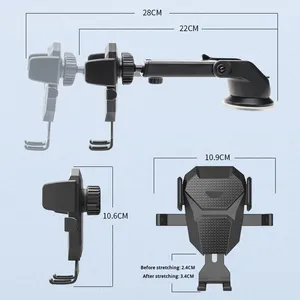 Soporte de teléfono de coche con bloqueo automático, soporte de navegación telescópico de silicona para salpicadero inferior para salida de aire acondicionado - Product Image 6
